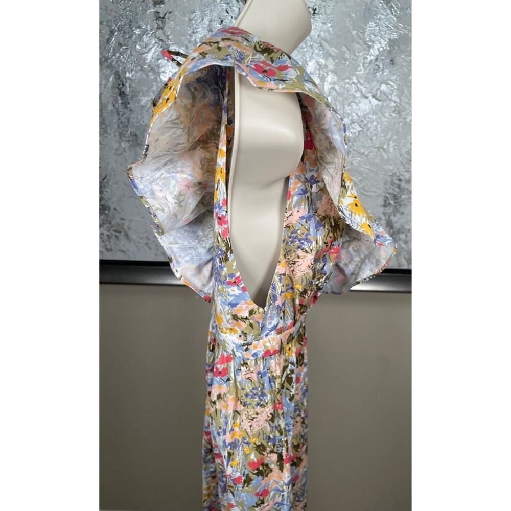 REFORMATION Reina Floral Deep V Ruffle Neck Maxi Dress Size 0 - Picture 5 of 8